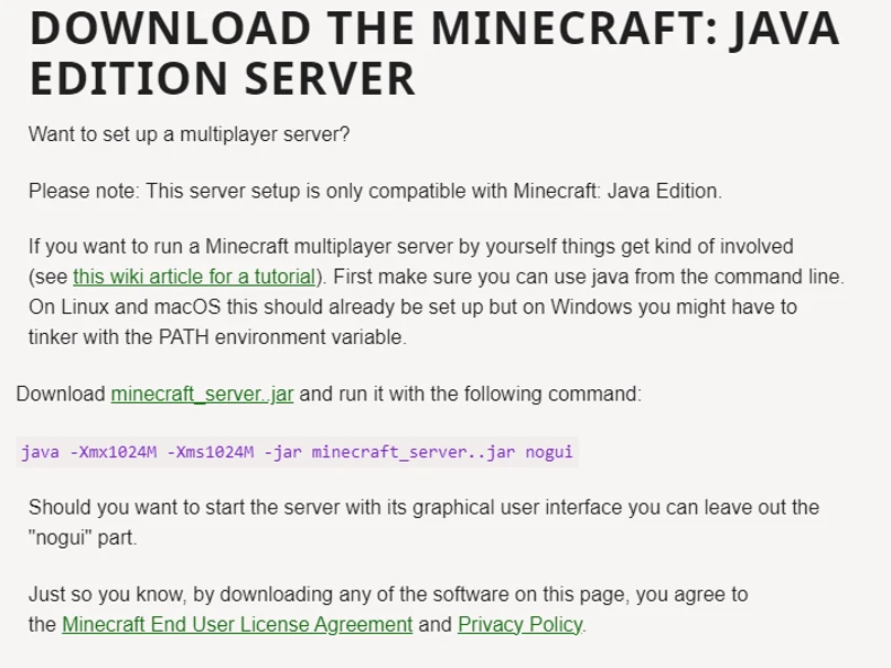 Download Minecraft Server from Minecraft net