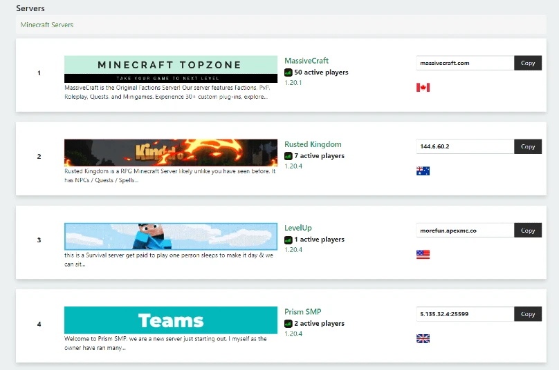 MinecraftTopZone Best Minecraft Server List for Advertising