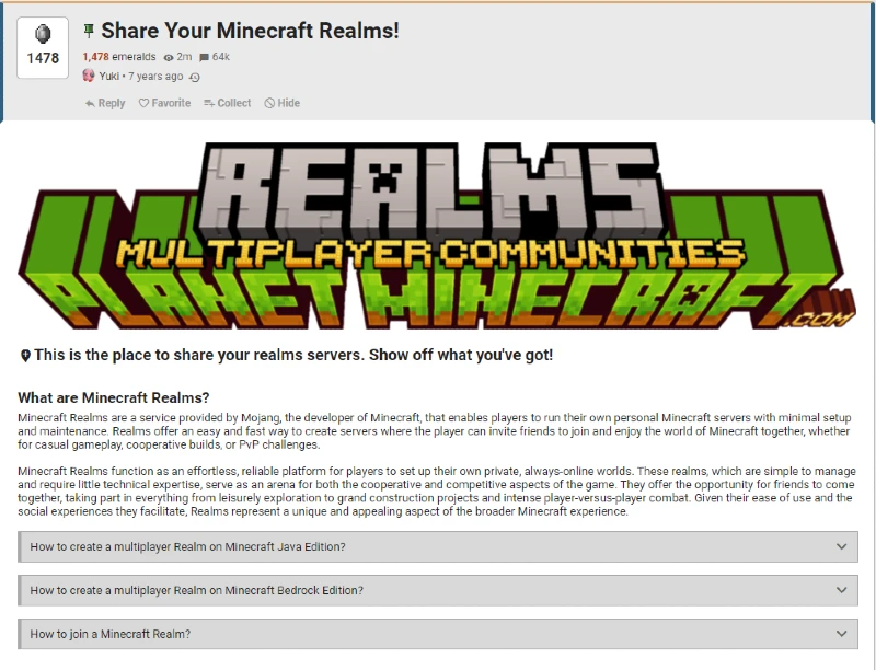 Share your Minecraft Realms Planet Minecraft