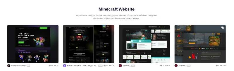 Dribbble Minecraft Website Themes