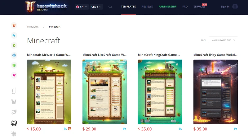 TemplStock Best Minecraft Templates for Websites